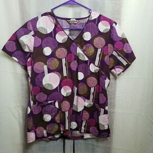 Comfy Cotton Scrub Top  Polka Dots Scrubs Medical Vet Dental Women's Size UNK